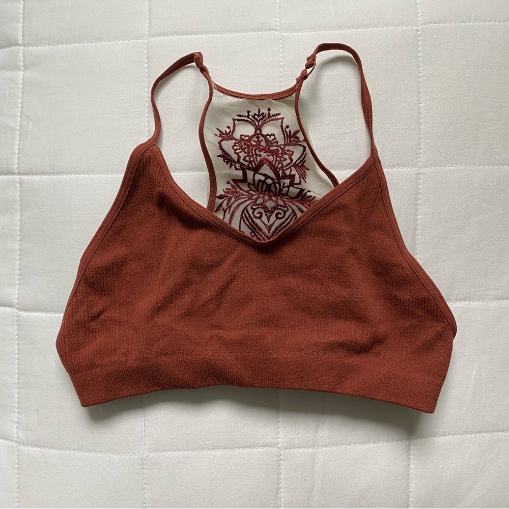 Buckle Rust Bralette with Floral Back